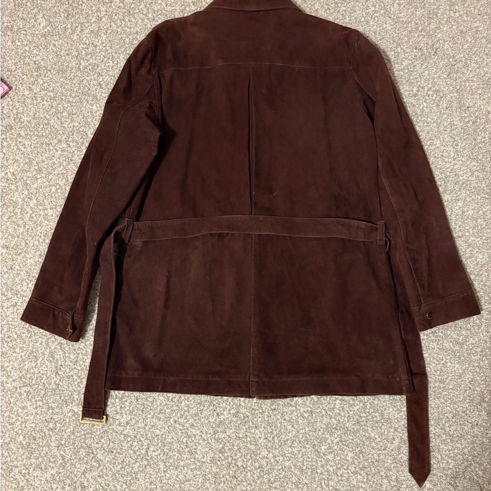 Vintage Ralph Lauren Golf Suede Jacket Leather RRL Safari Coat Belted Zip Up L - Picture 11 of 13
